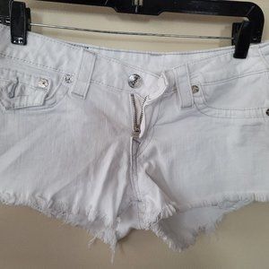 True religion, white cut off shorts